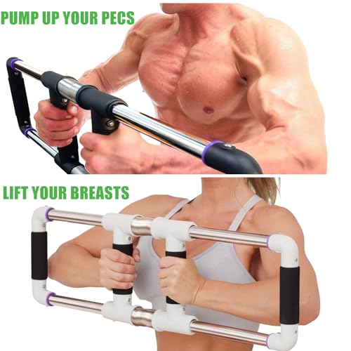 GoFitness Push Down Bar Machine - Chest Expander at Home Workout Equipment, Arm Exerciser - Portable Spring Resistance Exercise Gym Kit for Home, Travel or Outdoors