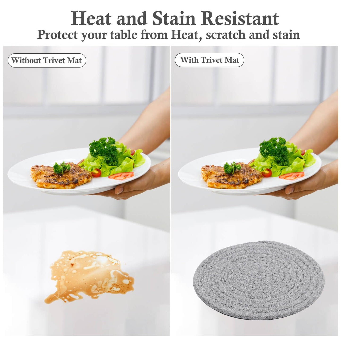 Billbotk 7" Trivets for Hot Dishes, Hot pots and Pans, 4 Heat Resistant Hot Pads, Pot Holders for Kitchen, Hot Plate Mats for Kitchen Countertops, Table, Home Essentials, Farmhouse Decor