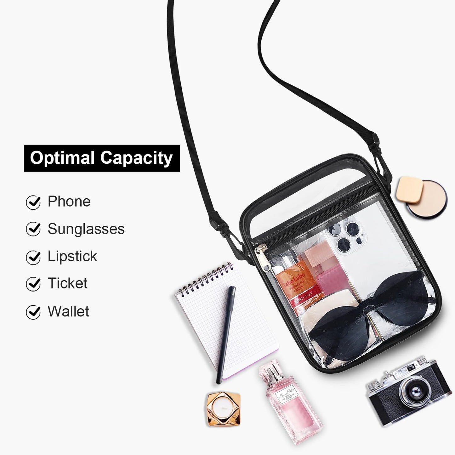 USPECLARE Clear Purse Stadium Clear Messenger Bag Stadium Approved for Men and Women Clear CrossBody Bag