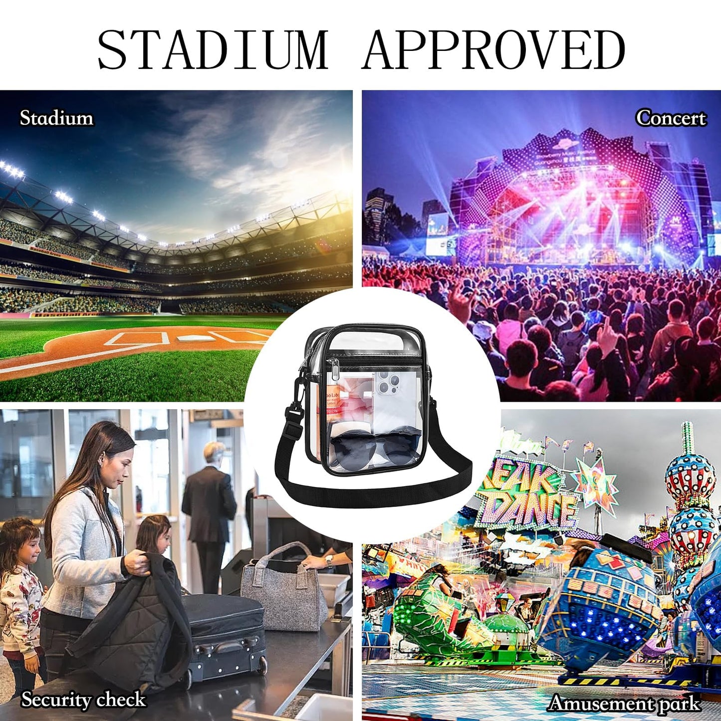 USPECLARE Clear Purse Stadium Clear Messenger Bag Stadium Approved for Men and Women Clear CrossBody Bag