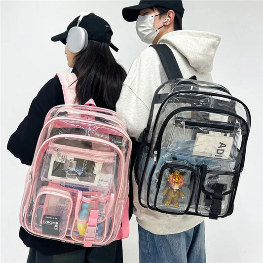 Women's Backpack Transparent PVC Bag Clear Backpacks for teenagers Students Men Transparent School Bag Backpack