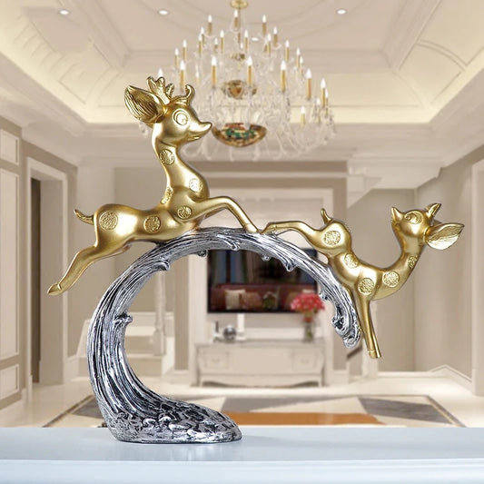 Europe Creative Resin Deer sculpture Ornaments Home Livingroom Furnishing Crafts Office Figurines Accessories Wedding Decoration