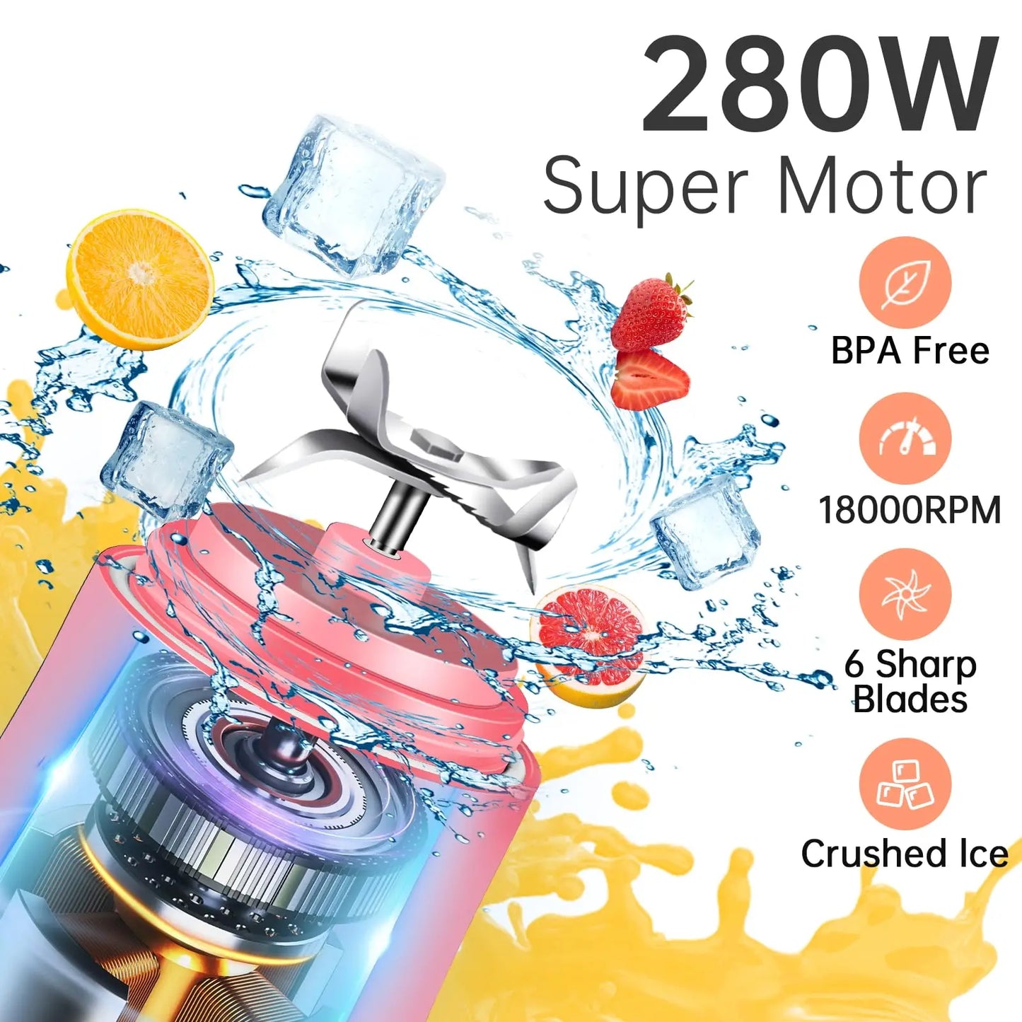 Upgrade Gym Outdoors Portable Blender 600ML Electric Juicer Fruit Mixers 4000mAh USB Rechargeable Mini Licuadora Birthday Present