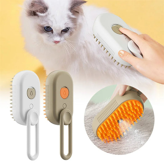 3in1 Pet Electric Steam Brush Cat and Dog Cleaning Spray Massage Grooming Comb Retractable Handle Pet Hair Removal Beauty Brush