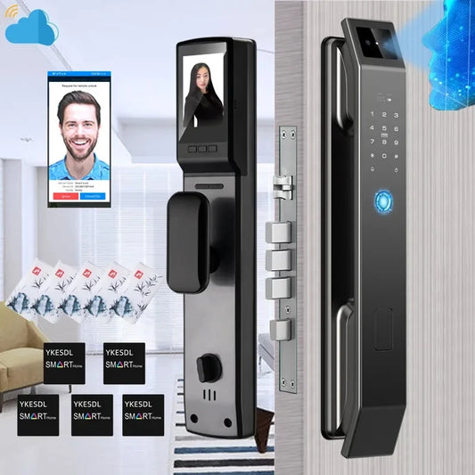 3D Face Recognition Smart Door Lock, Remote Control Voice Intercom Electronic Lock Password Lock