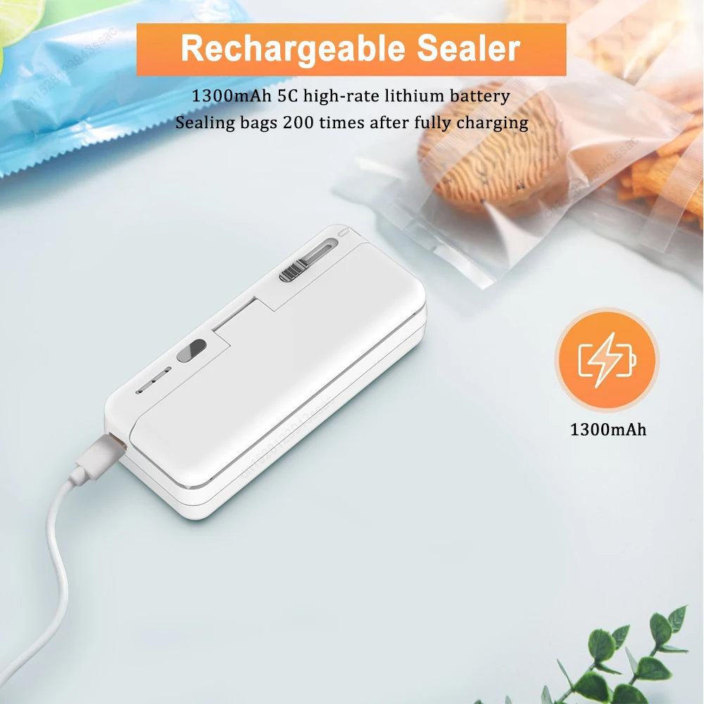 Mini Heat Bag Sealing Machine Plastic Bag Sealer for Food Package Packing Thermal Sealer Portable Bags Heat Sealer Rechargeable