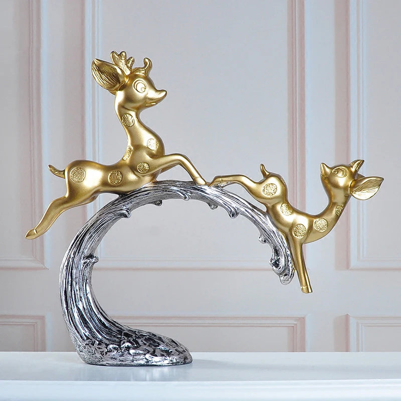 Europe Creative Resin Deer sculpture Ornaments Home Livingroom Furnishing Crafts Office Figurines Accessories Wedding Decoration