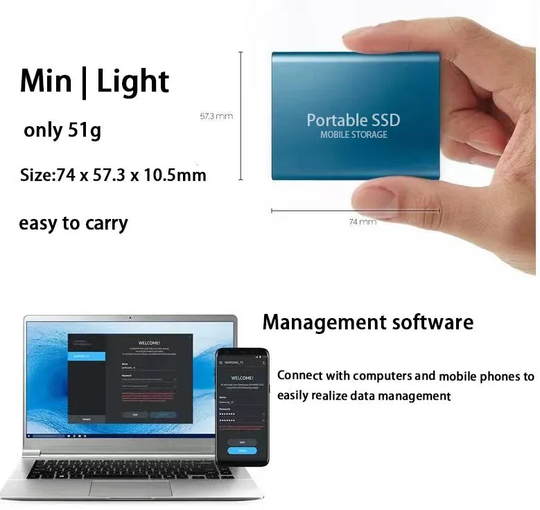 High-Speed External SSD Drive - 1TB, Durable & Portable