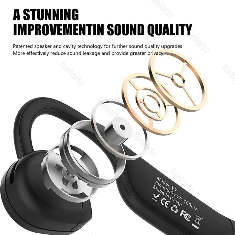 Open-Ear Bluetooth 5.3 Sport Headphones IPX6 Waterproof Wireless Earphones for Cycling Running Noise Reduction Call Deep Bass