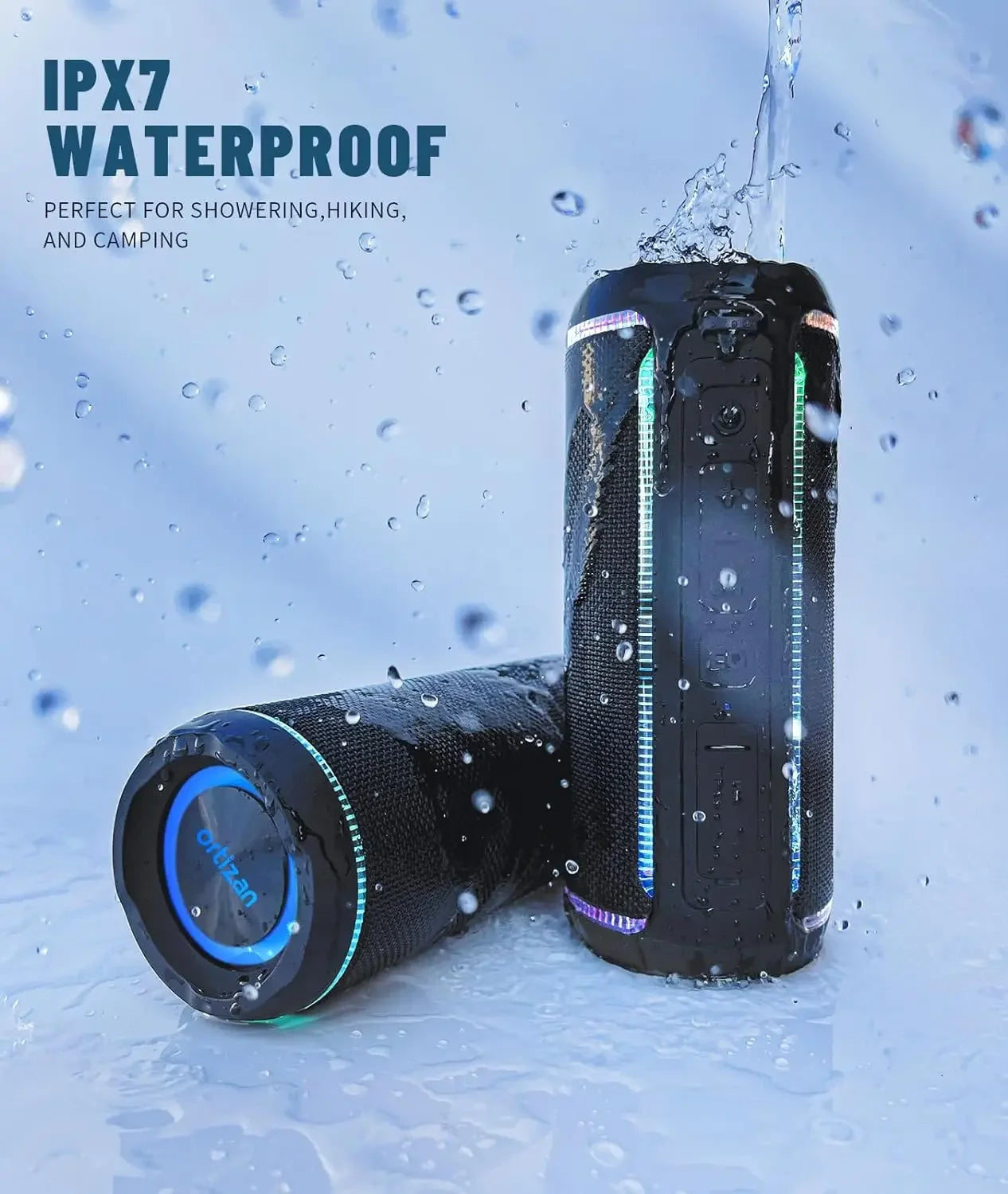 Bluetooth Speaker X30, V5.3 Wireless IPX7 Waterproof Shower Speaker,40W HiFi Stereo Sound,TWS Pairing,30H Music Playtime