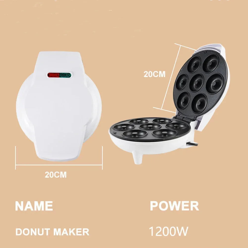 7 Doughnuts Mini Donut Maker Machine Non-stick Surface for Kids Breakfast Snack Desserts Makes White Color Home Appliances