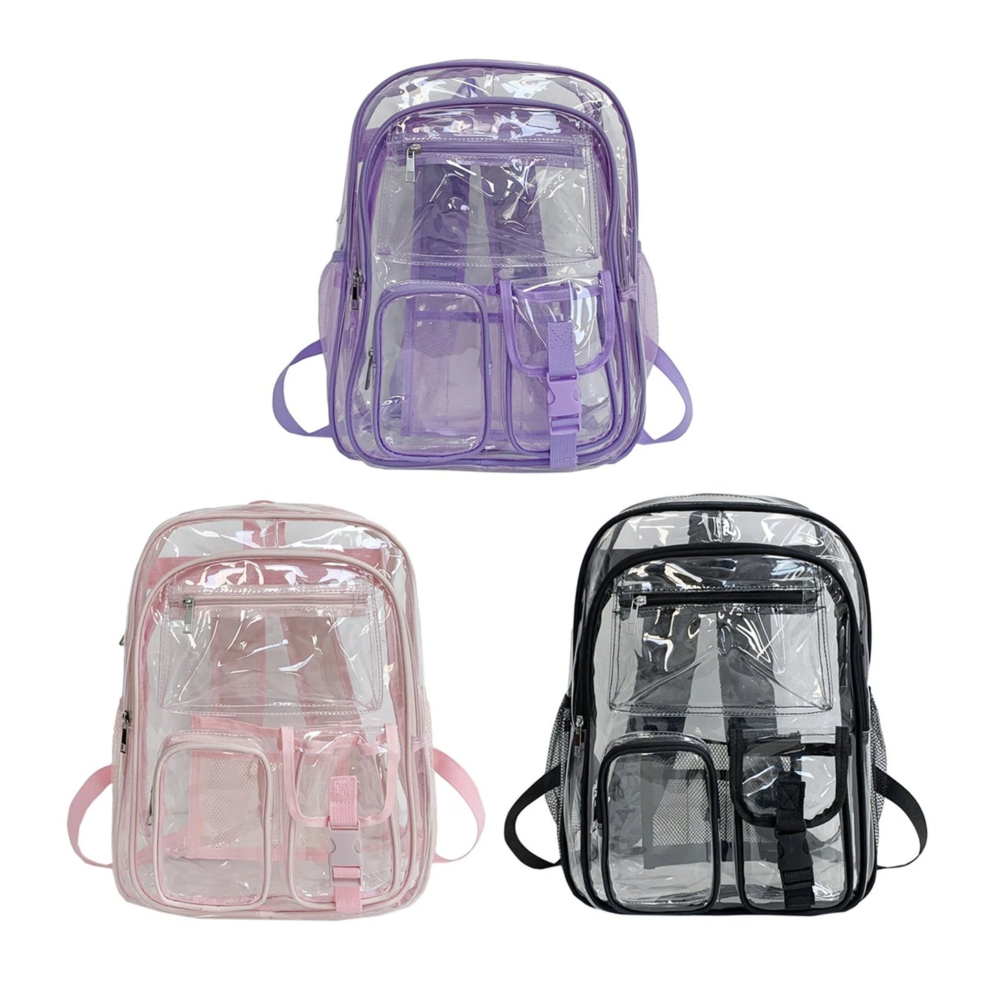 Clear Backpack For School Heavy Duty PVC Transparent Bag See Through Bookbag For Girls Waterproof Backpack For School Work