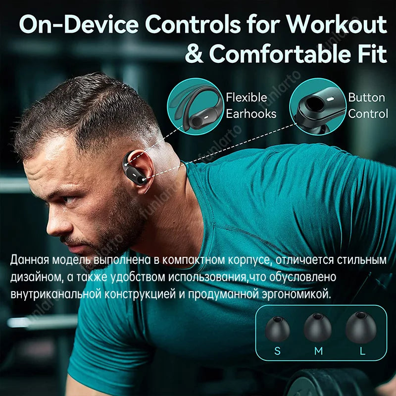 Wireless Bluetooth Headset Sports TWS Bluetooth Earphones with Microphones Deep Bass 36H IPX7 Waterproof Bluetooth Headphones