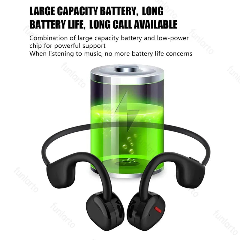 Open-Ear Bluetooth 5.3 Sport Headphones IPX6 Waterproof Wireless Earphones for Cycling Running Noise Reduction Call Deep Bass