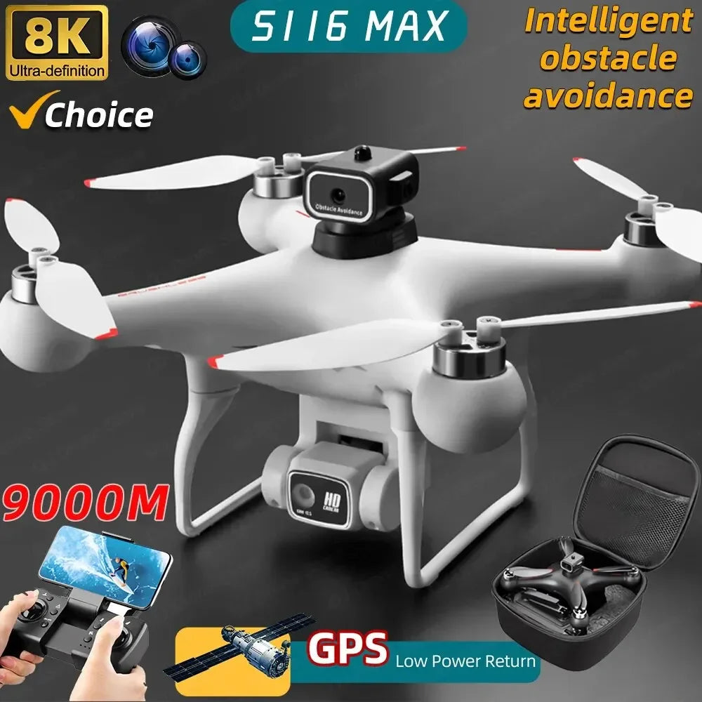 S116 Drone 8K HD Dual Camera Optical Flow Positioning Brushless 360° Obstacle Avoidance WIFI FPV Remote Control Quadcopter Drone