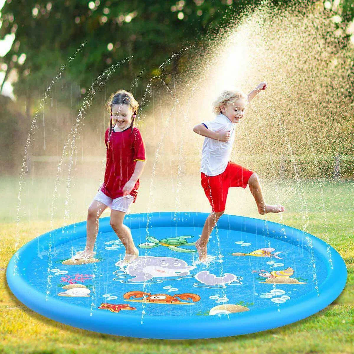 Sprinkler Play Mat Toddler Pets Splashes Pad Inflatable Water Sprinkler Pool Splashes Pad for Backyard Summer Outdoor Water Toys