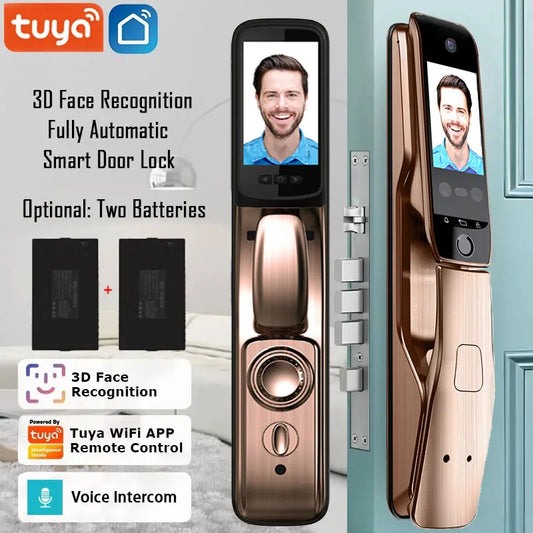 Wi-fi APP with a Camera Voice Intercom 3D Face Recognition Smart Door Lock Fingerprint Password Lock