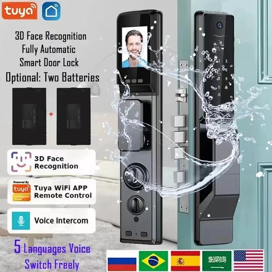 Facial Fingerprint Password With Camera Smart Door Lock Remote Voice Intercom Electronic Door Lock Fully Automatic