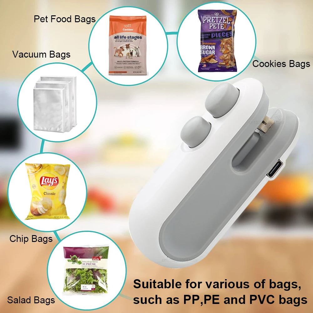 Sealing Machine Mini Heat Bag Sealer Portable Handheld Plastic Bag Sealing Machine Rechargeable Mini Thermal Plastic Bags Sealer