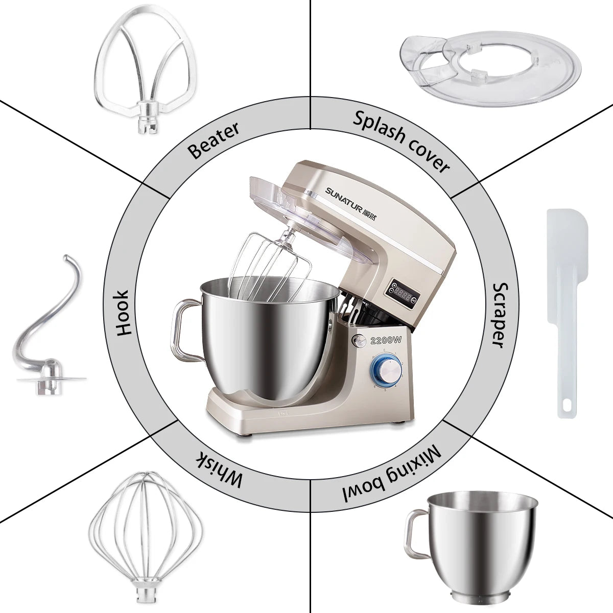 Powerful Electric Kitchen Mixer with Multiple Speed Settings