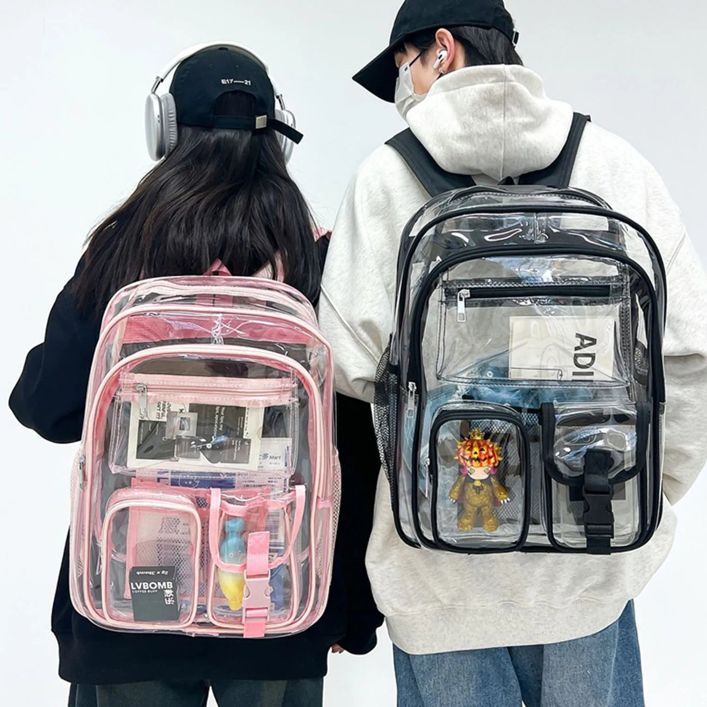 Clear Backpack For School Heavy Duty PVC Transparent Bag See Through Bookbag For Girls Waterproof Backpack For School Work