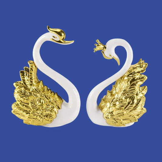 2 Pieces Of Swan Ornaments Figurines,Swan Cake Decoration,Car Figurines Decoration,Home Wedding Christmas Decoration