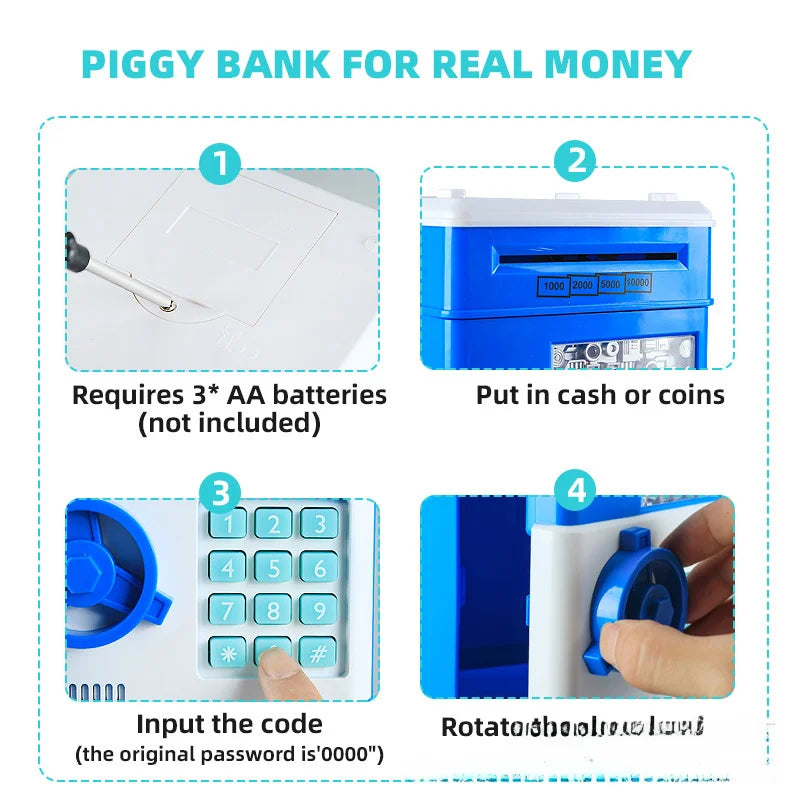 Cross-border kidsren's Safe Small Mini Piggy Bank Safe Cash & Coin, Fingerprint Anti-theft Password