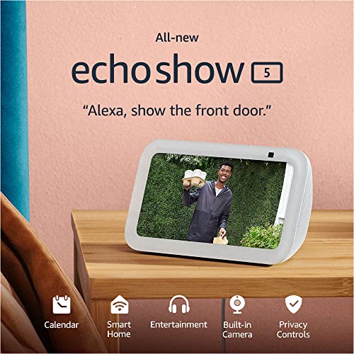 All-new Echo Show 5 (3rd Gen, 2023 release) | Smart display with deeper bass and clearer sound | Glacier White