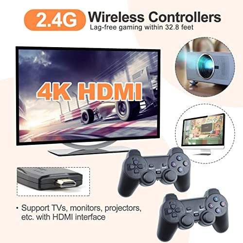 Retro Game Stick - Revisit Classic Games with Built-in 9 Emulators, 20,000+ Games, 4K HDMI Output, and 2.4GHz Wireless Controller for TV Plug and Play (64 G)