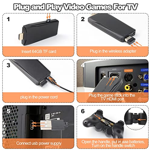 Retro Game Stick - Revisit Classic Games with Built-in 9 Emulators, 20,000+ Games, 4K HDMI Output, and 2.4GHz Wireless Controller for TV Plug and Play (64 G)